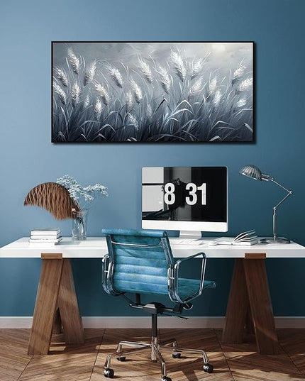 Home Decor Botanical Wall Art Reed Wall Paintings Black Framed Wall Decor Big Pictures 29"x 59"