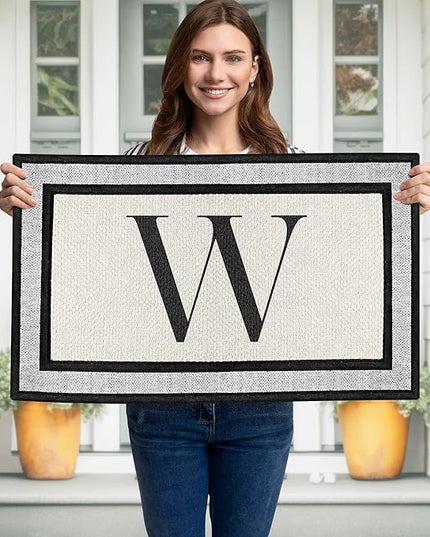 My Sign Center Door Mat, Personalized Doormat, Custom Welcome Monogram Mat for Front Door, Indoor/Outdoor, Housewarming Gift, Heavy Duty Slip Resistant Backing, 18x30 Inches, Polyester Top