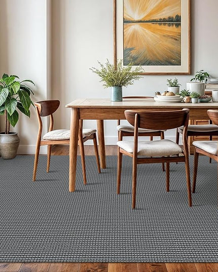 KOZYFLY Washable Area Rug 6x9 ft Rubber Backed Non Slip Rugs for Living Room Braided Cotton Bedroom Rug Woven Office Rugs Indoor Floor Carpets for Dining Bedroom Living Room, Grey/Dark Grey