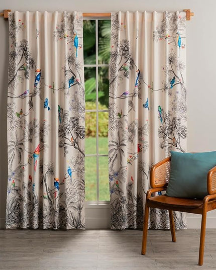 Maison d'Hermine Curtains for Living Room 100% Cotton 96 inch Length Two Panels Window Toile Curtains for Bedroom with Loop & Rod Pockets, Gifts for Mothers Day (Amazonia, 50" W x 96" L)
