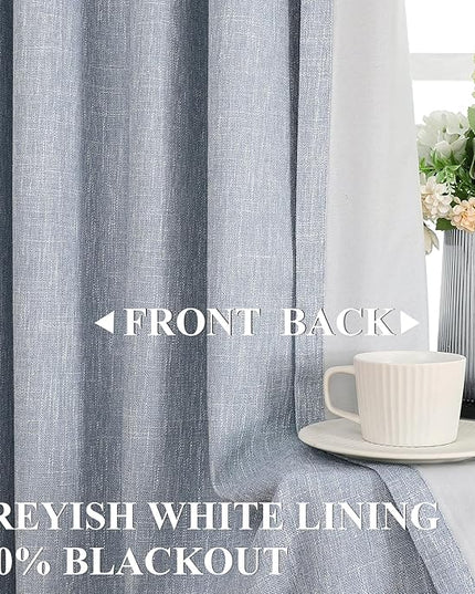 Vision Home Chambray Blue Full Blackout Curtains Pinch Pleated Room Darkening Window Curtains 63 inch for Living Room Bedroom Thermal Insulated Pinch Pleat Drapes with Hooks Back Tab 2 Panel 40"Wx63"L