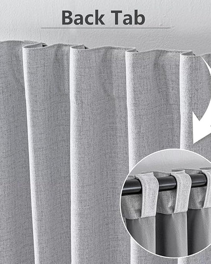 100% Blackout Curtains 90 inch Length 1 Panel Faux Linen Long Drapes for Bedroom Living Room Black Out Room Darkening Curtain Thermal Insulated Back Tab Rod Pocket(W70 x L90, Off-White)