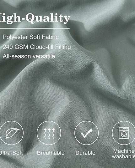 Monbix King Size Comforter Set - 7 Pieces Bed in a Bag King, Sage Green Bedding Sets with Comforter, All Seasons Comforter Bed Set with Sheets, Pillowcases & Shams