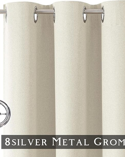 ChrisDowa 100% Blackout Birch Solid Curtains 120 Inches Long 2 Panels for Bedroom Living Room,Farmhouse Room Darkening Thermal Insulated Soundproof Grommet Top Window Treatment Drapes,52x120