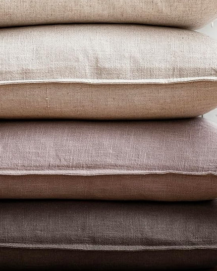 Foindtower Set of 2, Decorative Linen Soild Throw Pillow Covers Soft Accent Euro Cushion Case Boho Farmhouse Pillowcase for Chair Couch Sofa Bedroom Living Room Home Decor 24 x 24 Inch Dusty Pink