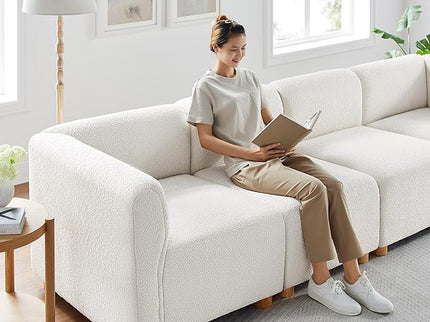 VANOMi Oversized Modular Sectional Sofa, L Shaped Sectional Couches for Living Room, 5 Seats Modular Sofa with Reversible Chaises, Cream White