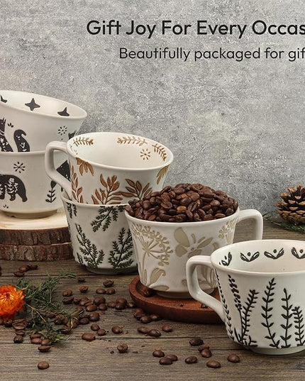Ceramic Coffee Mug, 12 oz Novelty Unique Teacup with Handle, Stoneware Cup for Tea Mocha Latte Cappuccino Espresso (Leaf)