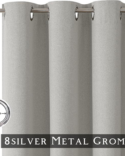 ChrisDowa 100% Blackout Light Grey Solid Curtains 102 Inches Long 2 Panels for Bedroom Living Room,Farmhouse Room Darkening Thermal Insulated Soundproof Grommet Top Window Treatment Drapes,52x102