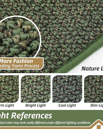 BEQHAUSE Dirt Trapper Door Mat 24" x 36", Non-Slip Washable Doormats Entrance Mat, Dirt Resistant and Absorbent Welcome Mat, Low Profile Floor Mats for Front Back Door and Entryway, Green
