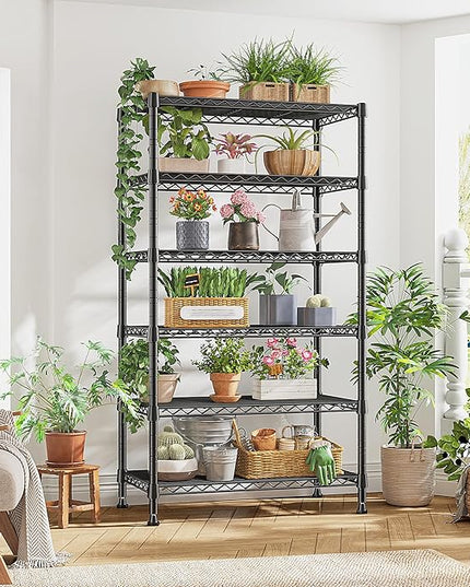 REIBII 6-Tier Metal Shelving Unit Storage Shelves, Sturdy Wire Shelving Adjustable Deep Pantry Shelves Load 800LBS Dorm Storage Shelves for Kitchen Pantry Closet,13.8" D x 21.5" W x 70.5" H