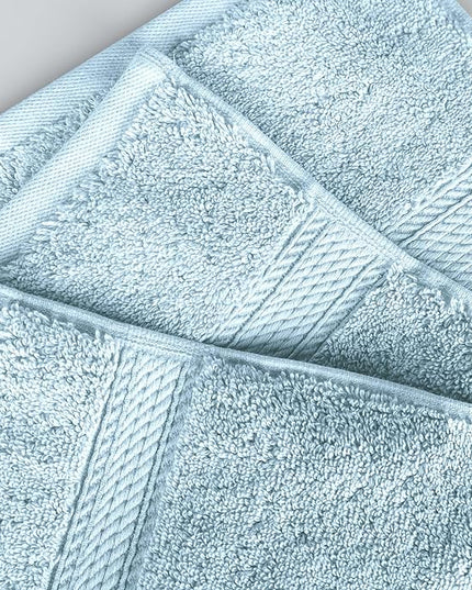 Superior Egyptian Cotton Pile Bath Sheet Set of 2, Ultra Soft Luxury Towels, Thick Plush Essentials, Absorbent Heavyweight, Guest Bath, Hotel, Spa, Home Bathroom, Shower Basics, Light Blue