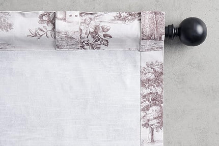 Maison d' Hermine Curtains for Living Room 100% Cotton 96 inch Length Two Panels Light Filtering Toile Curtains for Bedroom Windows with Rod and Loop Pockets Drapes (Trianon Grey, 50" W x 96" L)