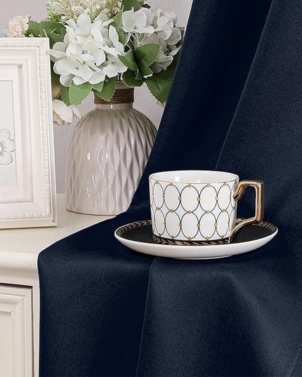 Simplebrand Navy Blue Short Kitchen Curtains 24 Inch Length 2 Panels Set, Small Windows Room Darkening Curtain for Bathroom, Cabinet, Basement, RV Camper, Thermal Insulated Short Drapes, 40 x 24 Inch