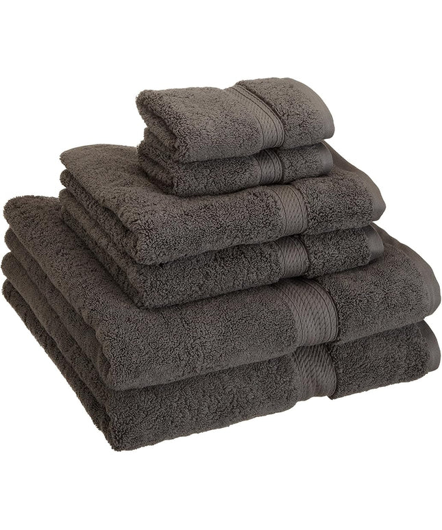 Superior Egyptian Cotton Pile 6 Piece Towel Set, Includes 2 Bath, 2 Hand, 2 Face Towels/Washcloths, Ultra Soft Luxury Towels, Thick Plush Essentials, Guest Bath, Spa, Hotel Bathroom, Charcoal