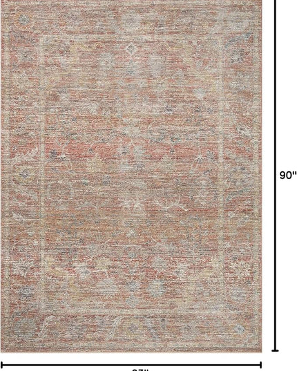 Loloi Magnolia Home by Joanna Gaines Millie Collection MIE-04 Sunset/Multi 5'-3" x 7'-6", .25" Pile Height, Area Rug