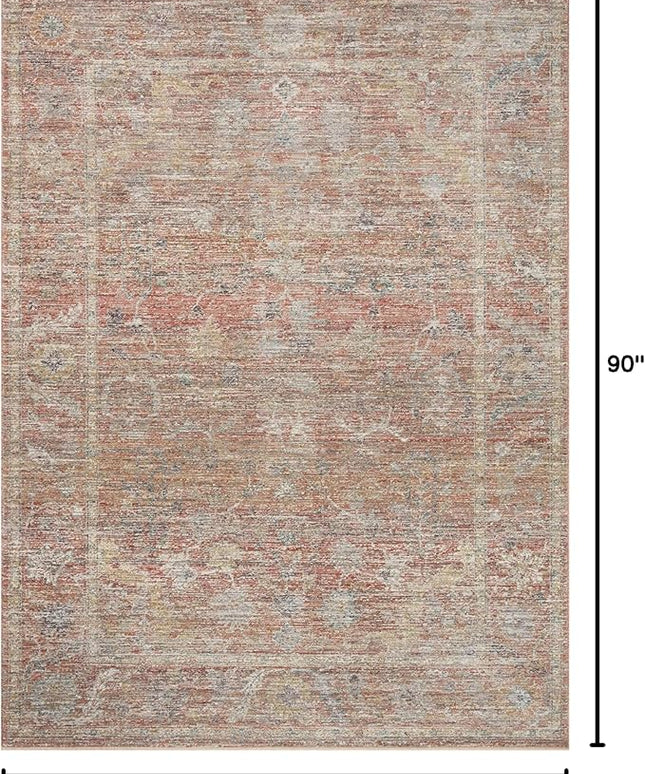 Loloi Magnolia Home by Joanna Gaines Millie Collection MIE-04 Sunset/Multi 5'-3" x 7'-6", .25" Pile Height, Area Rug