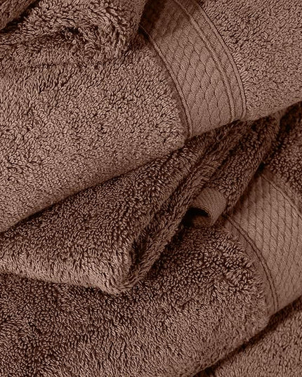 Superior Egyptian Cotton Pile 6 Piece Towel Set, Includes 2 Bath, 2 Hand, 2 Face Towels/Washcloths, Ultra Soft Luxury Towels, Thick Plush Essentials, Guest Bath, Spa, Hotel Bathroom, Chocolate