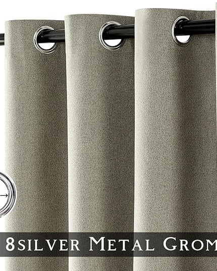 ChrisDowa 100% Blackout Sand Solid Curtains 54 Inches Long 2 Panels for Bedroom Living Room,Farmhouse Room Darkening Thermal Insulated Soundproof Grommet Top Window Treatment Drapes,52x54