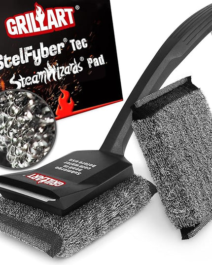 GRILLART SteamWizards Grill Brush Bristle Free, Safe BBQ Grill Brush for Outdoor Grill, Flat Top Grill Cleaner with Replaceable Head, Suitable for All Grates, Griddle Accessories, Dishwasher Safe