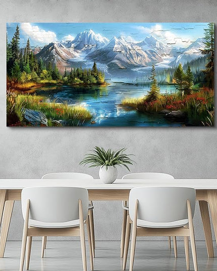 FUHAIHUA Canvas Wall Art For Living Room Large Wall Decor For Office Modern Bedroom Decoration Mountain Rivers Landscape Pictures Farmhouse Painting Artwork Wall Mural Aesthetic Home Decor 30x60 In