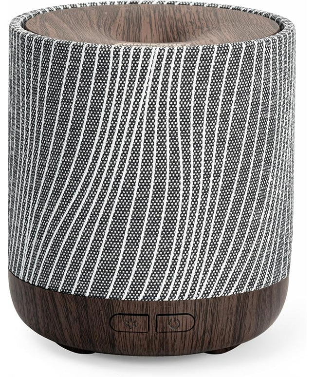 Essential Oil Diffuser 7 fl oz 200ml with Fabric Cover and Night Lamp | Ultrasonic Aroma Diffuser | Humidifier w Lights | Room Decor | Small Humidifier for Bedroom | Gift (Dark Brown)
