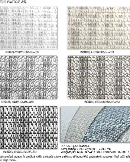 HILADUO Customized Solar Screen Roller Shade Blinds with Remote-Controlled Motorized Operation, Moderate-Low Visibility, Made in The USA