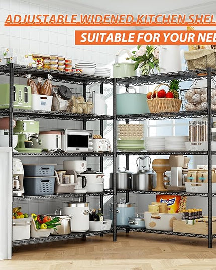 Storage Shelves Heavy Duty, 2 PCS 48" L x 20" W x 72" H Garage Wire Shelving Unit Loads 2000LBS, 5-Tier Adjustable Metal Industrial Utility Shelf Rack for Kitchen, Laundry Room, Warehouse, Basement