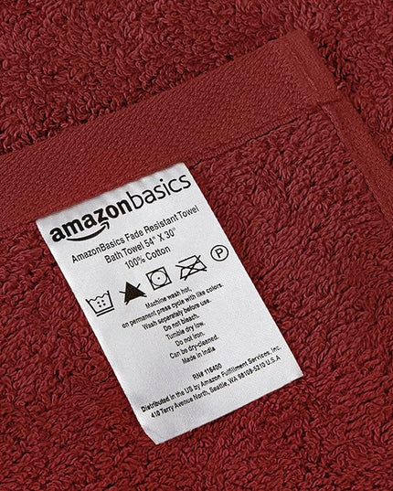 Amazon Basics Soft Bath Towels set , Absorbent Fade Resistant 100% Cotton washcloths 6 Pieces (12" x 12"), Perfect face towels, fingertip towels, Crimson