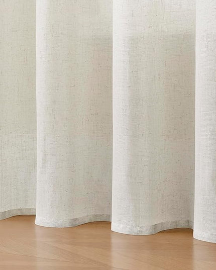 Joydeco Linen Curtains 90 Inch Length 2 Panel Sets,Light Filtering Curtains for Bedroom 52 Inch Wide Living Room Drapes with Back Tabs & Rod Pockets (W52 x L90 Inch, Beige)