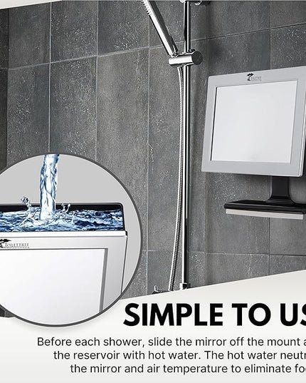 ToiletTree Products Fogless Shower Mirror with Squeegee - Anti-Fog Mirror - Adjustable Shaving Mirror with a Squeegee - Rust-Proof, Impact-Resistance Bathroom Shower Mirror