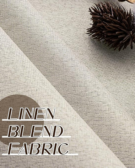 Full Blackout Natural Linen Curtains 102 Inches Long 2 Panels Set, 100% Shade Complete Light Blocking Thermal Insulated Curtain Panels for Bedroom Dining Room, Natural, W52 x L102, 2 Panels