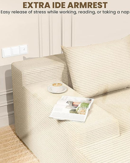 LEVELEVE 106" Cloud Sectional Couch with Deep Seat，Modern Modular Sofa with L-Shape Chaise，No Assembly Required, Upholstered Couches for Living Room Bedroom(Beige,Left Facing Chaise)