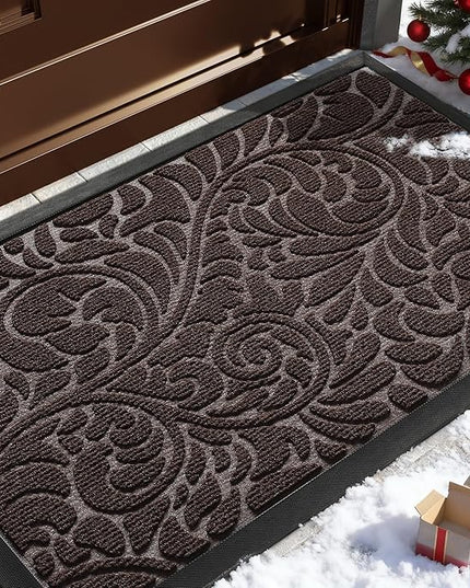 Yimobra Door Mat Outside Entrance 29.5x17, Waterproof Sturdy Outdoor Mats for Front Door, Heavy Duty Non-Slip Doormat for Garage Patio Entryway Indoor, Easy Clean, Coffee