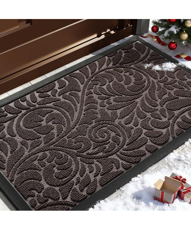 Yimobra Door Mat Outside Entrance 29.5x17, Waterproof Sturdy Outdoor Mats for Front Door, Heavy Duty Non-Slip Doormat for Garage Patio Entryway Indoor, Easy Clean, Coffee