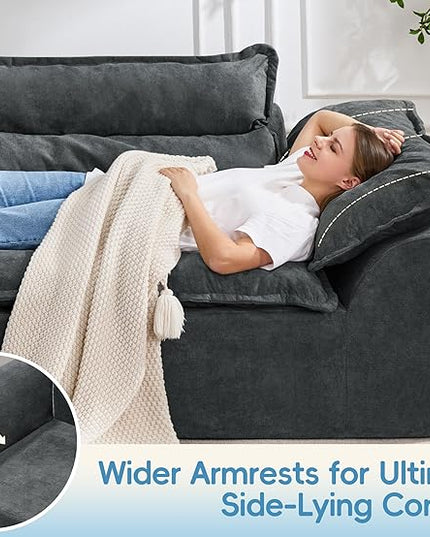 Hobestluk 104" Sectional Sofa Couches 3 Seater Modular Sofa, Boneless Couch, Cloud Couch with Removable Cushion, Modular Sectional Couches for Living Room(Darkgrey)