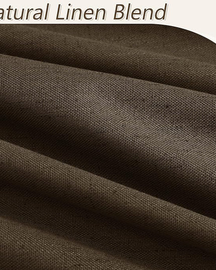 Guken 100% Blackout Curtains 84 Inch Length 2 Panels Set for Living Room Bedroom Back Tab Thermal Insulated Black Out Linen Drapes Room Darkening Chocolate,52x84