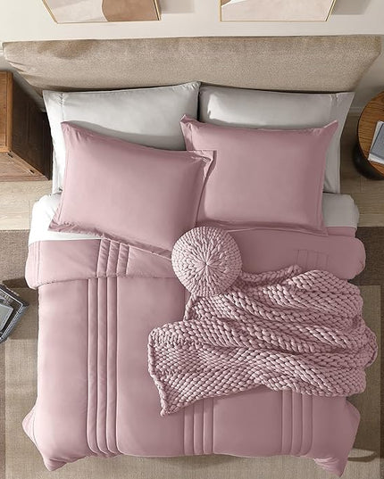 Monbix Full Comforter Set - 7 Pieces Bed in a Bag Full Size Bedding Sets with Comforters, All Seasons Down Alternative Comforter with Sheets,Pillowcases & Shams