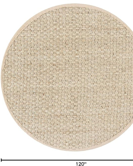 SAFAVIEH Area Rug 10' Round - Natural Fiber Collection - Large - Natural & Beige, Seagrass, Basketweave Pattern with Border (NF114A)