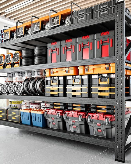 5000LBS Storage Shelves,71" W Garage Shelving Heavy Duty Metal Adjustable Garage Shelves, Shelving Units Industrial Shelving for Warehouse,71" W x 24" D x 69" H,Black
