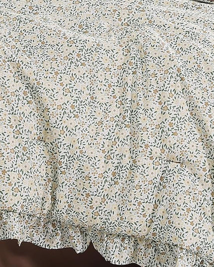 Twin XL Comforter Set - 5 Pieces Ruffle Beige Ditzy Bedding Sets, Shabby Chic Farmhouse Bed in a Bag Twin XL with Floral Comforter, Sheets, Pillowcase & Sham