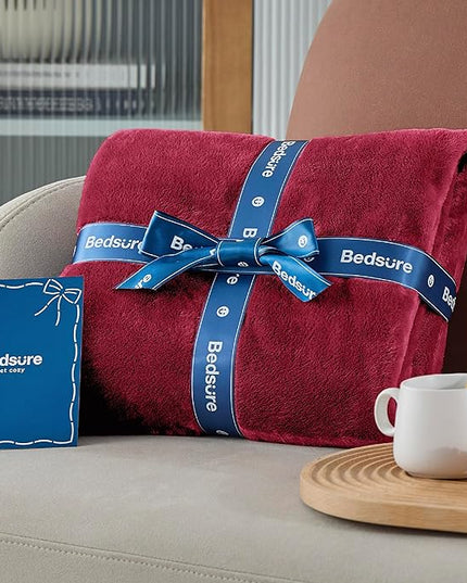 Bedsure GentleSoft Fleece Blanket Twin Size Red - 300GSM Lightweight Plush Fuzzy Cozy Soft Warm Blanket for Bed, Sofa, Couch, Travel, Camping, 60x80 inches