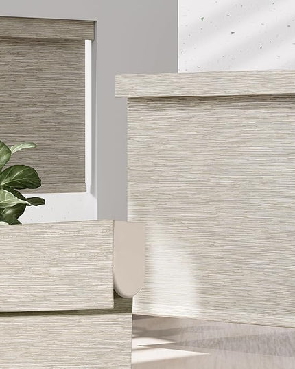 Blackout Roller Shades for Indoor Windows, Cordless Jacquard Fabric-Matched Roller Blinds, Easy to Install Privacy UV Protection Roll Up Blinds for Home Office, Beige, Custom Size