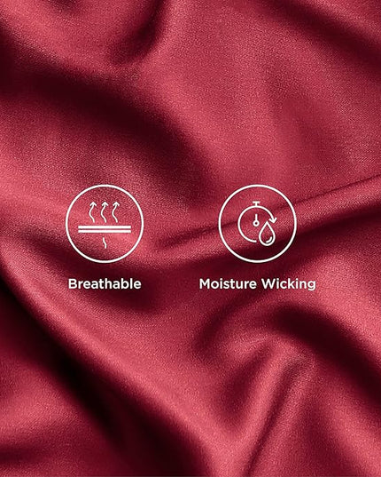 Bedsure King Size Sheets Set, Cooling Sheets for Hot Sleepers, Rayon Derived from Bamboo, Breathable & Soft, Deep Pocket Up to 16 Inches, Hotel Luxury Silky Bedding, Burgundy