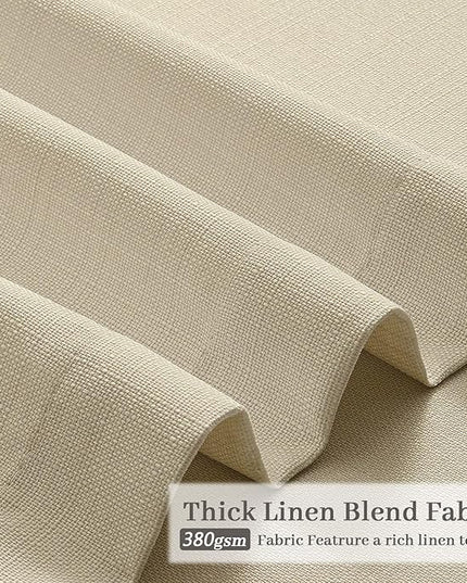 Linen Pinch Pleated Curtains 63 Inch Long, Cream Beige Curtain 2 Panels for Dining Room Kitchen Pleat Drapes with Hooks Rings Light Filtering Short Window Curtain Cabinet 40" x 63"