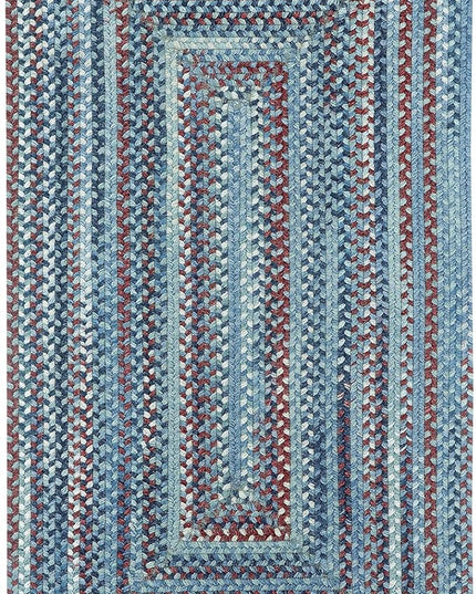 Capel American Heritage Barn Blue 0' 24" X 0' 48" Concentric Rectangle Braided Rug