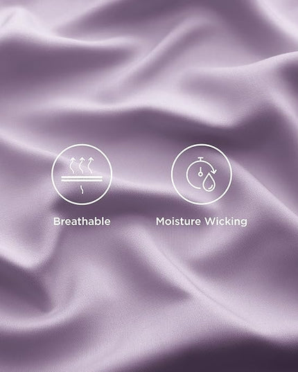 Bedsure Full Size Bed Sheets, Cooling Sheets, Rayon Derived from Bamboo, Breathable & Soft, Deep Pocket Up to 16 Inches, Hotel Luxury Silky Bedding for Hot Sleepers, Lilac