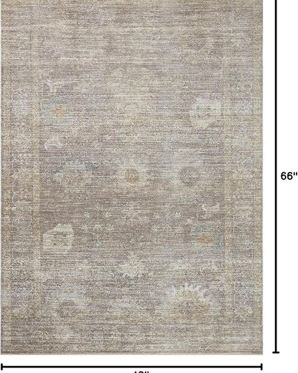 Loloi Magnolia Home by Joanna Gaines Millie Collection MIE-05 Stone/Natural 3'-6" x 5'-6", .25" Pile Height, Accent Rug