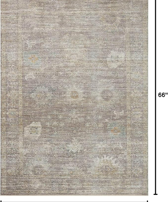 Loloi Magnolia Home by Joanna Gaines Millie Collection MIE-05 Stone/Natural 3'-6" x 5'-6", .25" Pile Height, Accent Rug