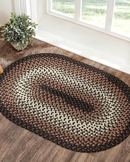 Tranquility TQ82 Black 3' x 5' Oval - Braided Area Rug, Home Decor, Floor Mat or Bedroom Rug - Easy Care, Ideal for High Traffic Areas in Hallway and Living Room - Made in USA