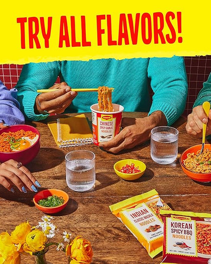 Maggi Chinese Spicy Garlic Noodles, Instant Ramen Noodles, 3 min, Vegetarian, Halal, Kosher, 4-Pack